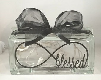 Blessed Infinity / Infinity Blessed Rectangular Decorative Home Decor Lighted Glass Block