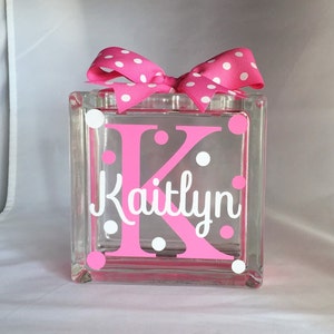 Girls Customized/Personalized Glass Block Money Bank/Piggy Bank (6-inch)