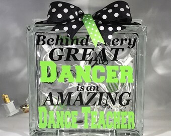 Dance Teacher/Sport Coach Customized/Personalized Lighted Glass Block (8-inch)
