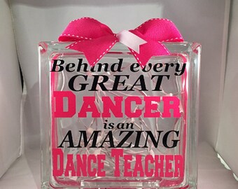 Dance Teacher/Sport Coach Customized/Personalized Lighted Glass Block (8-inch)