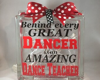 Dance Teacher/Sport Coach Customized/Personalized Lighted Glass Block (8-inch)