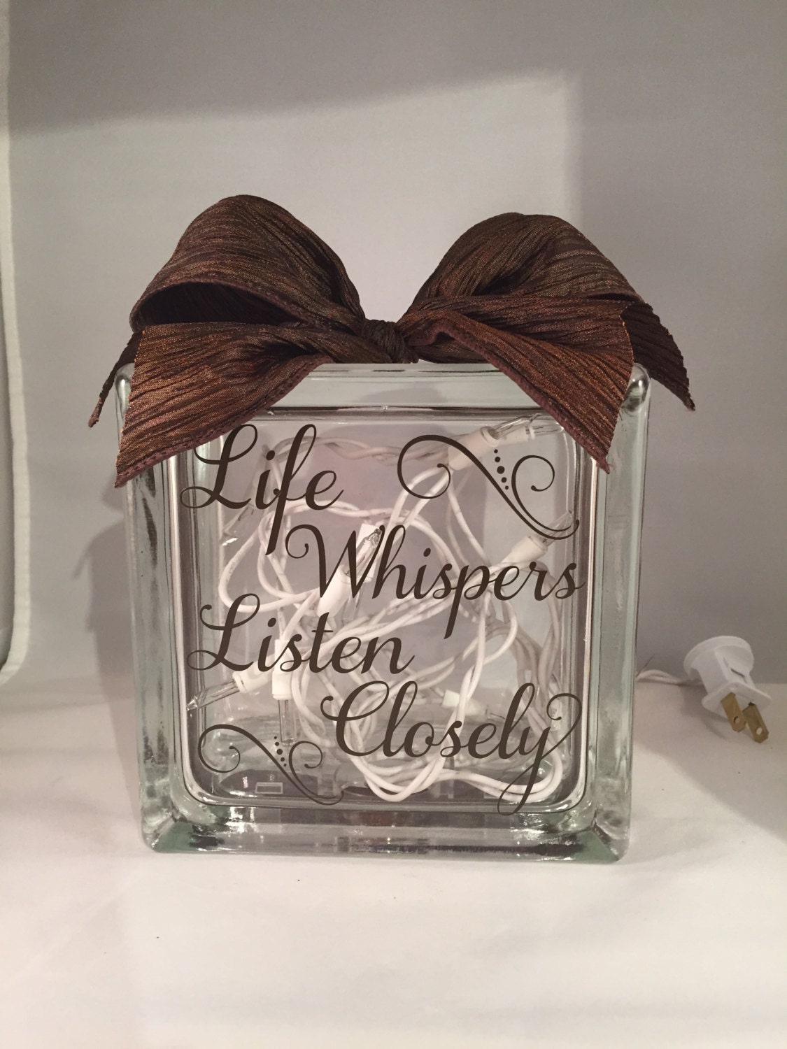 Life Whispers Listen Closely Decorative Home Decor Lighted Glass Block