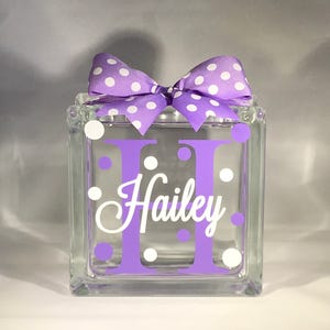 Personalized Bank/Girls Personalized Bank/Girls Personalized Piggy Bank/Girls Gift/Girls Personalized Glass Block Money Bank 6-inch image 1