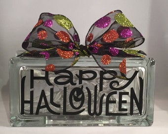 HAPPY HALLOWEEN/Halloween Rectangular Lighted Glass Block