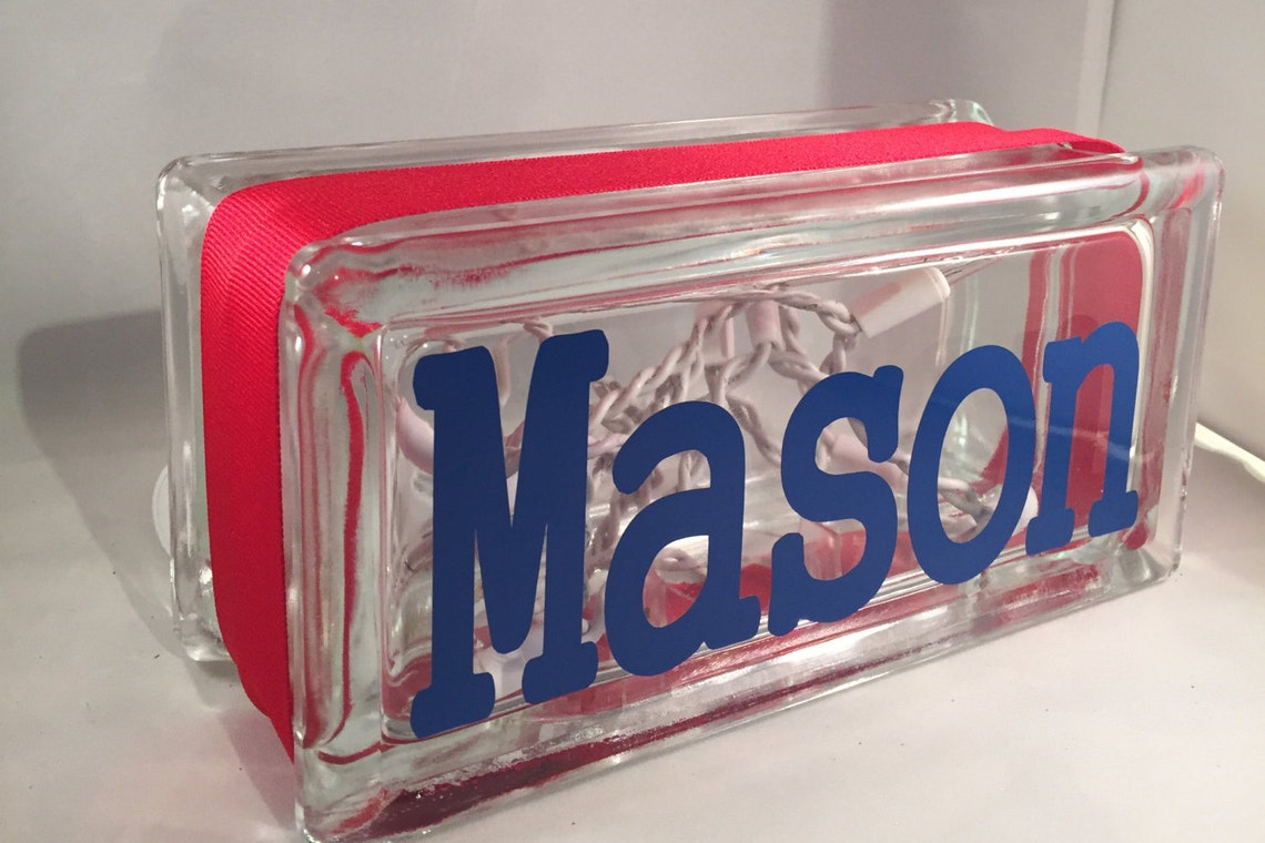 Boys Customized/personalized Glass Block Nightlight (rectangle 8in X ...