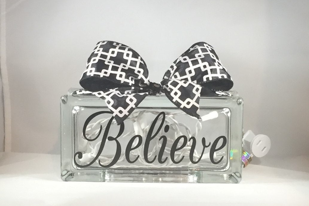 Believe Rectangular Decorative Home Decor Lighted Glass Block