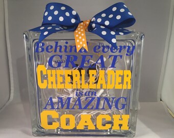 Cheerleading Coach/Sport Coach Customized/Personalized Lighted Glass Block (8-inch)
