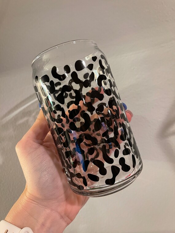 Leopard Glass Cup, Cheetah Glass Cup, 16oz Libbey Glass Cup, Made