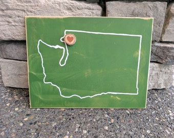 FREE SHIPPING! Washington State Outline with Heart Log Slice