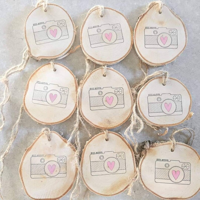 FREE SHIPPING Gift Photographer Photographer Camera Ornament Camera w Heart Rustic Camera Wood Slice Ornament Log Slice Ornament image 8