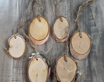 Minnesota White Birch Ornaments or Tags - Set of 6 - Birch Ornament - Rustic Ornament - Tree Slice - Wood Slice - Rustic Tags - Birch