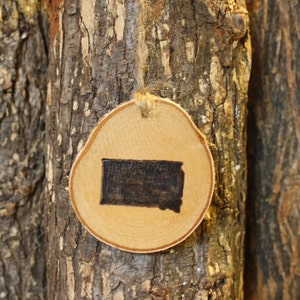 South Dakota Ornament- Woodburned on Log Slice