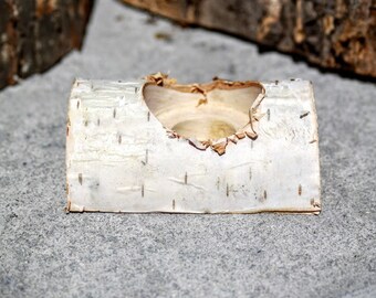 Rustic Candle Holder - Birch Candle Holder - Birch Split Log Candle Holder- Holds Tea Light and Taper Candle