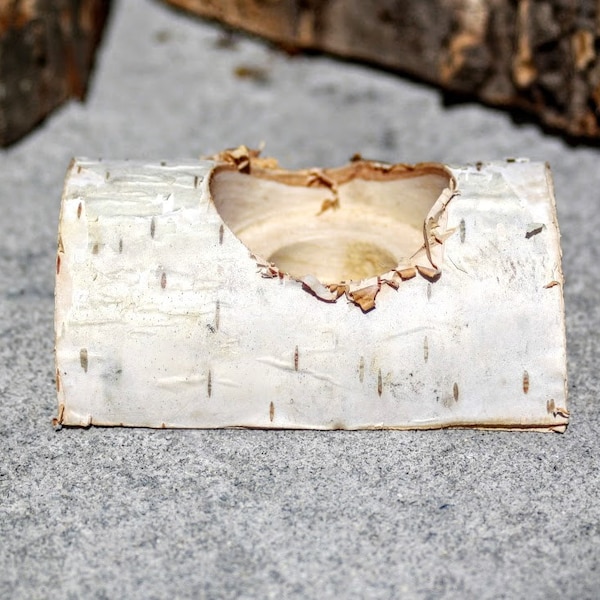 Rustic Candle Holder - Birch Candle Holder - Birch Split Log Candle Holder- Holds Tea Light and Taper Candle