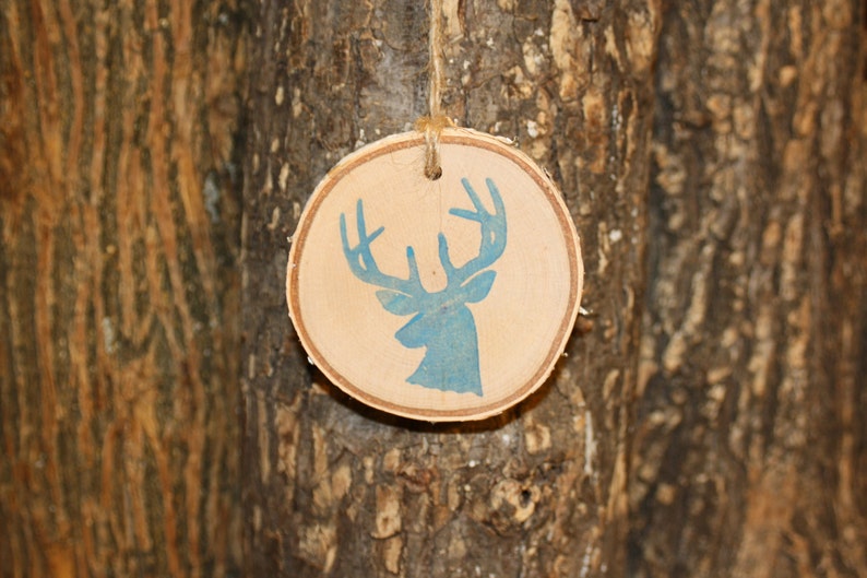Deer Ornament Unique Rustic Birch Log Slice Ornament Deer - Etsy