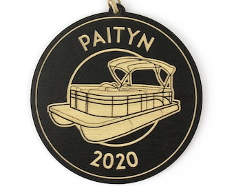 Personalized Pontoon Boat Christmas Ornament