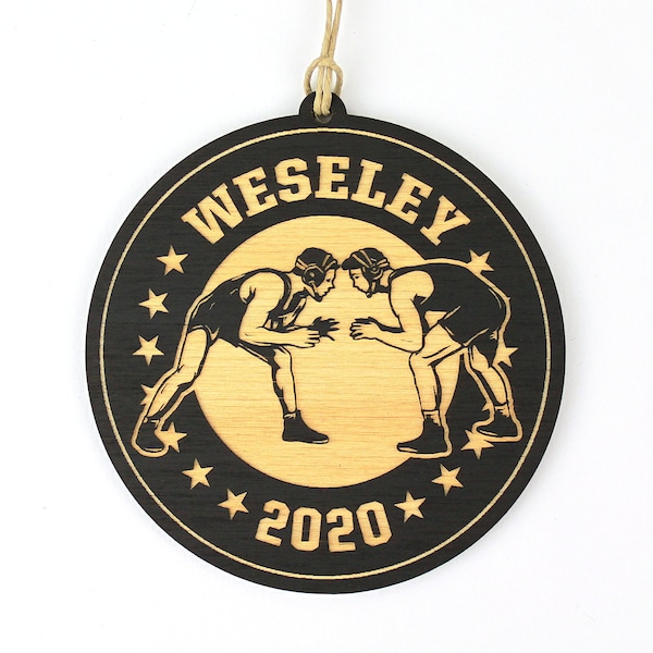 Personalized Wrestling Christmas Ornament (Male, Boys, Men)