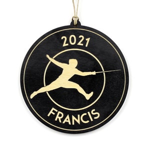Personalized Fencing Sword Fighting Christmas Ornament