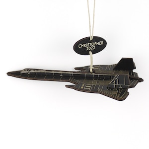 SR-71 Blackbird Airplane Ornament with Personalized Tag