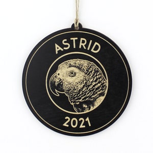 Personalized African Grey Parrot Christmas Ornament