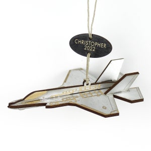 F-35A Lighting II U.S. Air Force Fighter Jet Airplane Ornament with Personalized Tag