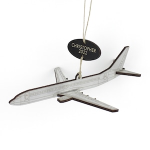 737 Airliner Jet Airplane Christmas Ornament with Personalized Tag