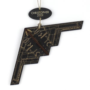 B-2 Spirit Stealth Bomber Jet Airplane Ornament with Personalized Tag