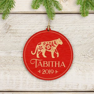Personalized Tiger Christmas Ornament, Chinese Zodiac