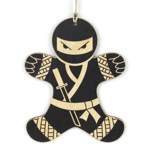 Ninja Gingerbread Man Christmas Ornament (Black)