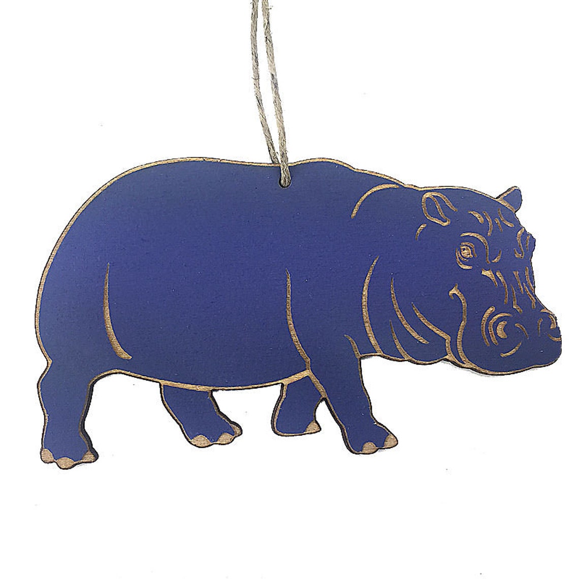 Purple Hippo Christmas Decoration 