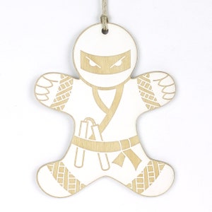 Ninja Gingerbread Man Christmas Ornament (White)