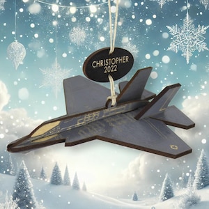 F-35C Lighting II NAVY Variant Fighter Jet Airplane Ornament with Personalized Tag