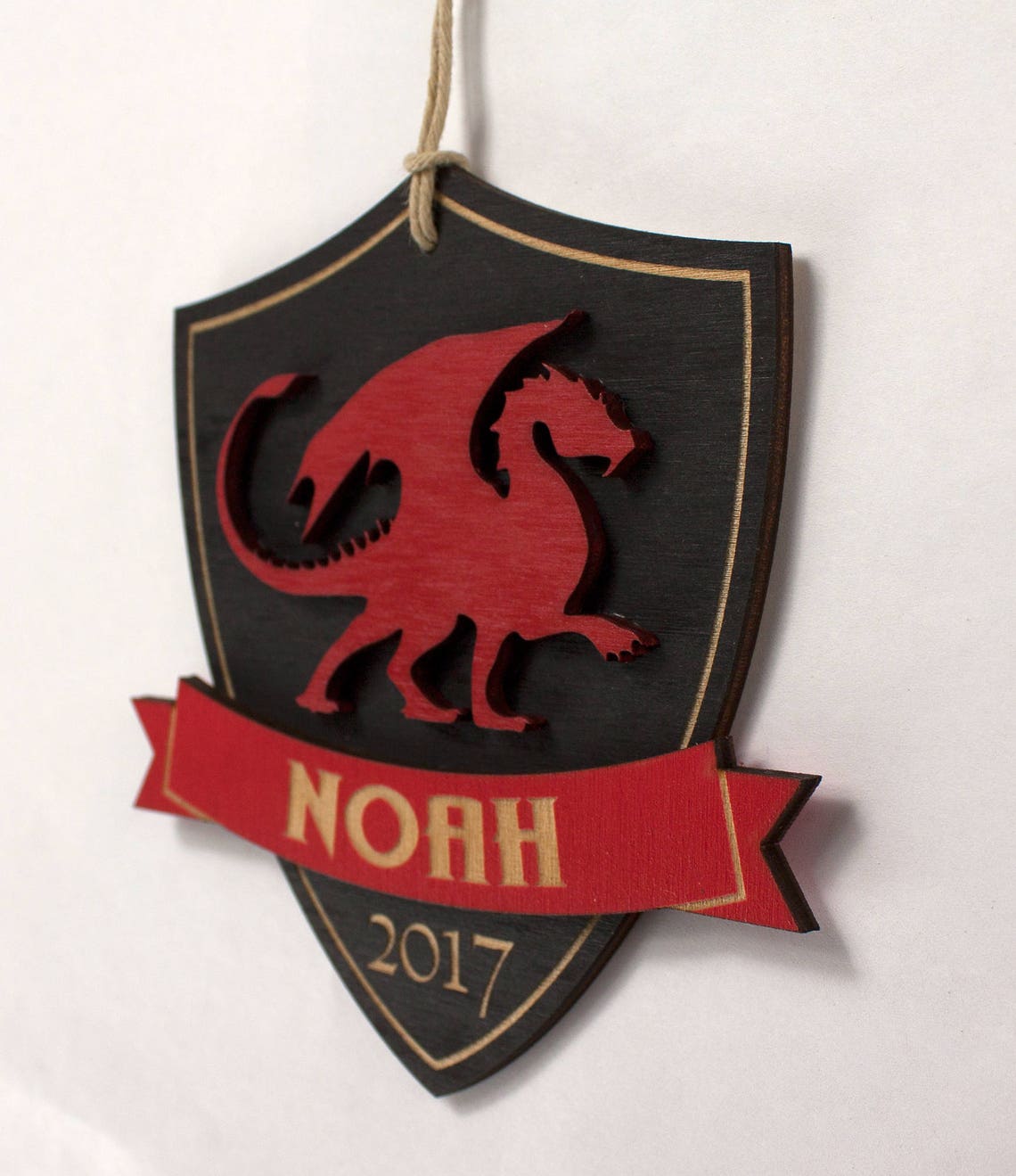 Personalized Dragon Shield Christmas Ornament Etsy