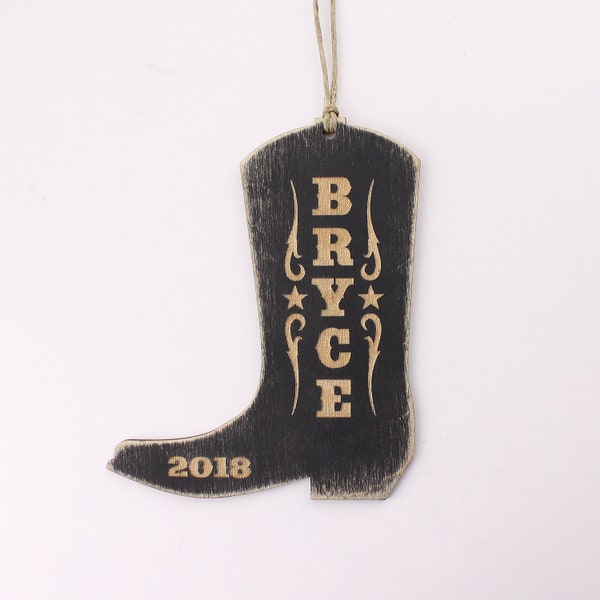 Personalized Cowboy Boot Christmas Ornament