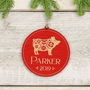 Personalized Pig Christmas Ornament, Chinese Zodiac