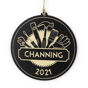Personalized Tools Ornament Handyman General Contractor Woodworker Maker Craftsman