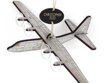 C-130 Hercules Airplane Ornament with Personalized Tag