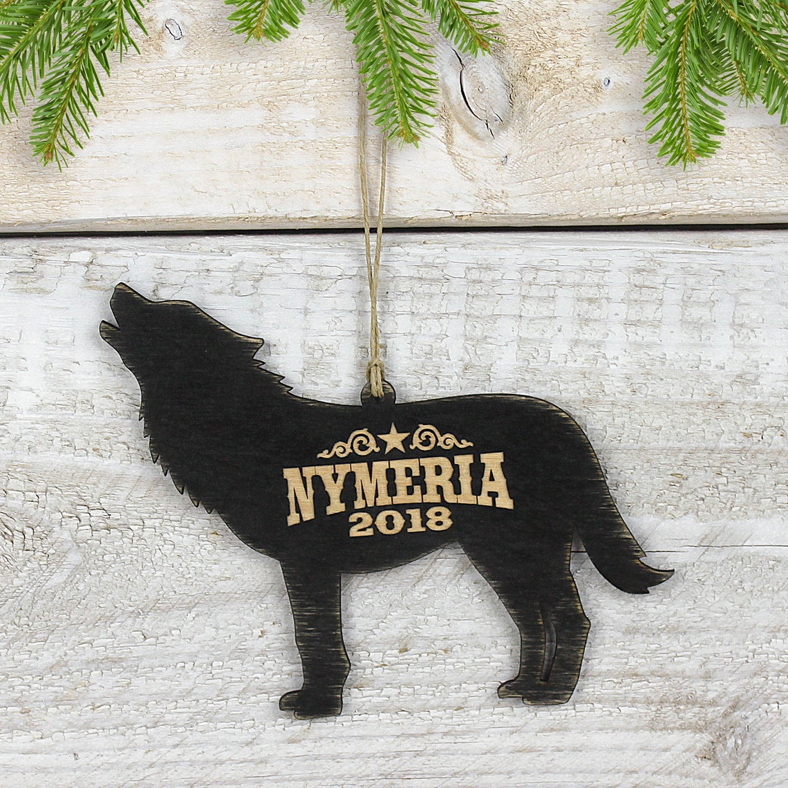 Personalized Wolf Christmas Ornament Wolf Gift Custom Etsy