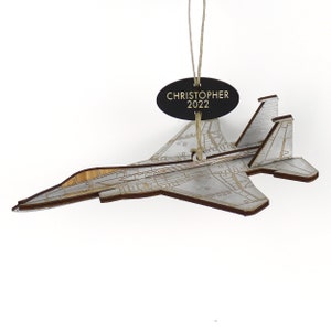 F-15 Fighter Jet Airplane Ornament with Personalized Tag