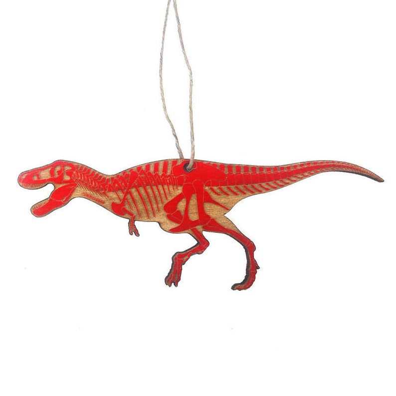 Red T-rex Skeleton Christmas Ornament image 1