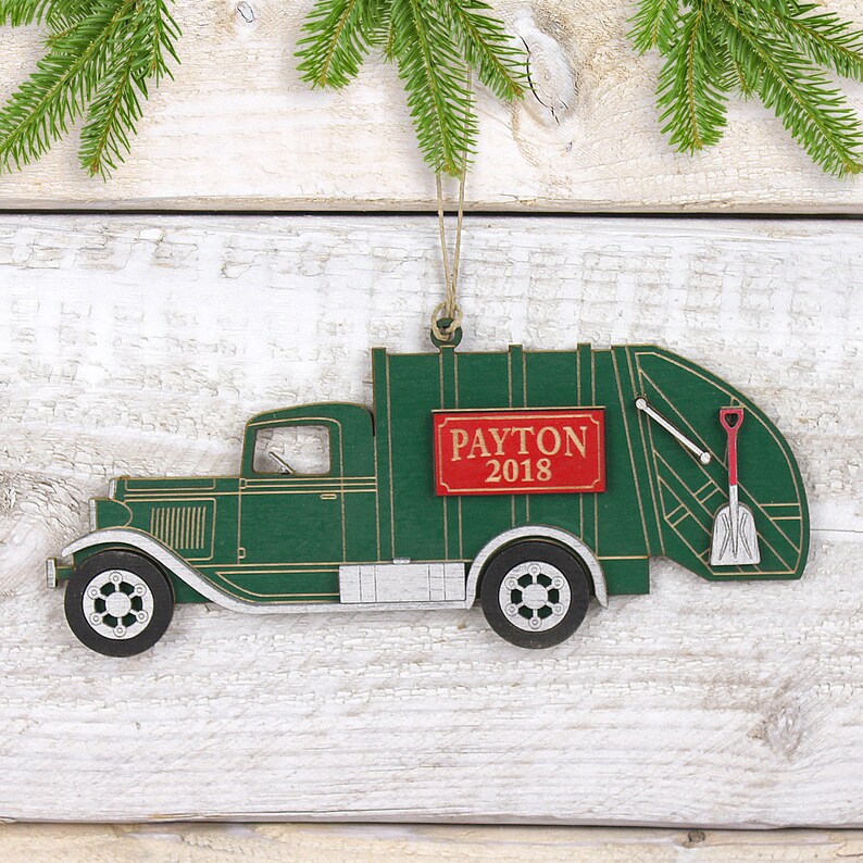 Personalized Garbage Truck Christmas Ornament laser Engraved Etsy