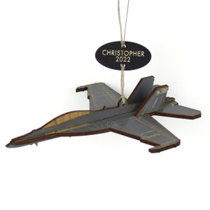 EA-18 Growler Jet Airplane Ornament with Personalized Tag