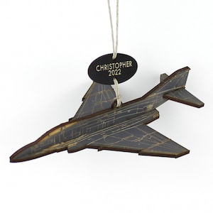 F-4 Phantom II Jet Airplane Ornament with Personalized Tag