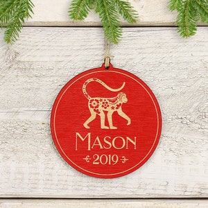 Personalized Monkey Christmas Ornament, Chinese Zodiac