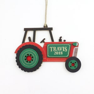 Personalized Tractor Christmas Ornament (Laser Engraved)