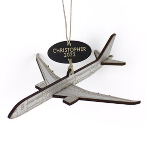 787 Airliner Jet Airplane Ornament with Personalized Tag