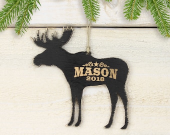 Personalized Moose Ornament, Moose Gift