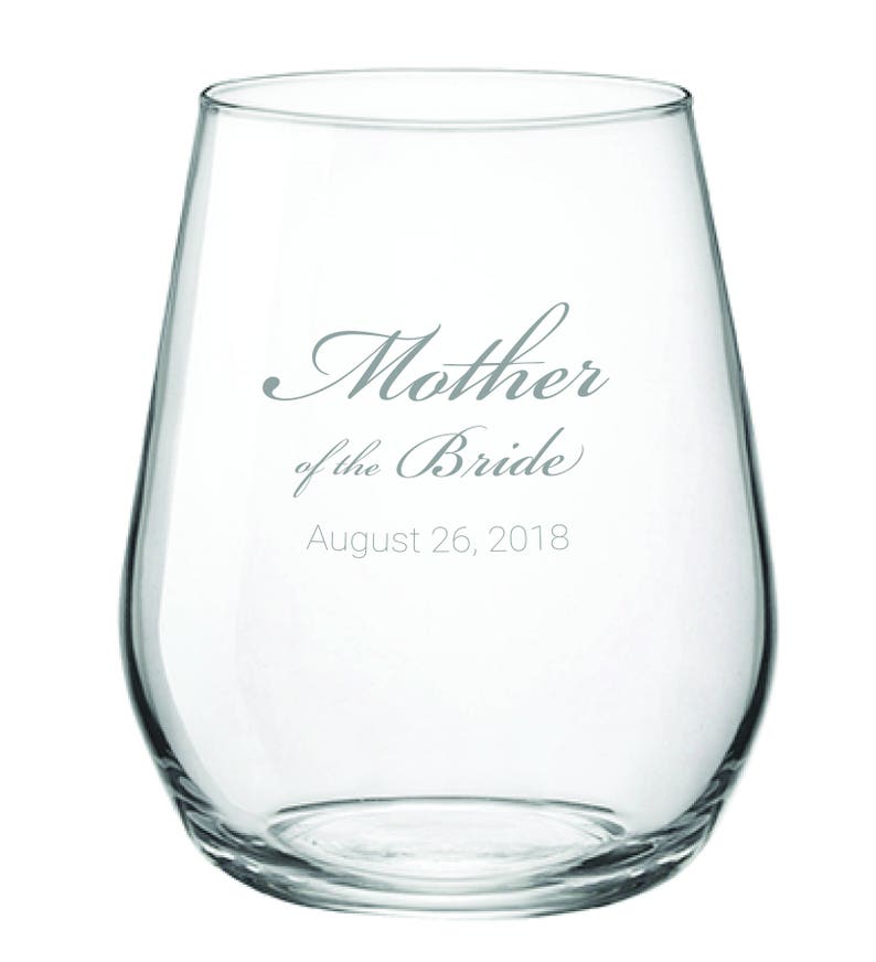Mother Of The Bride Stemless Wine Glass Personalized With Image 0
