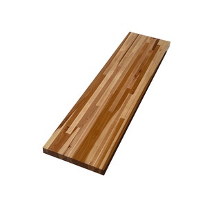 Hickory Butcher Block Wood Shelf - Any Size You Need - 1.5&quot; Thick - Wooden, Hanging, Floating, Bar Top, Kitchen Shelves