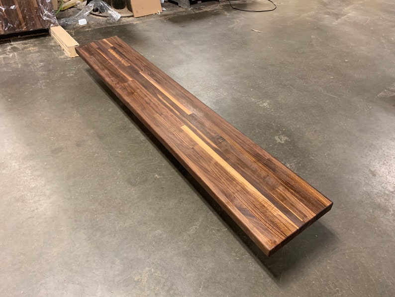 Walnut Butcher Block Wooden Shelf in Any Custom Size Wood Bar Etsy